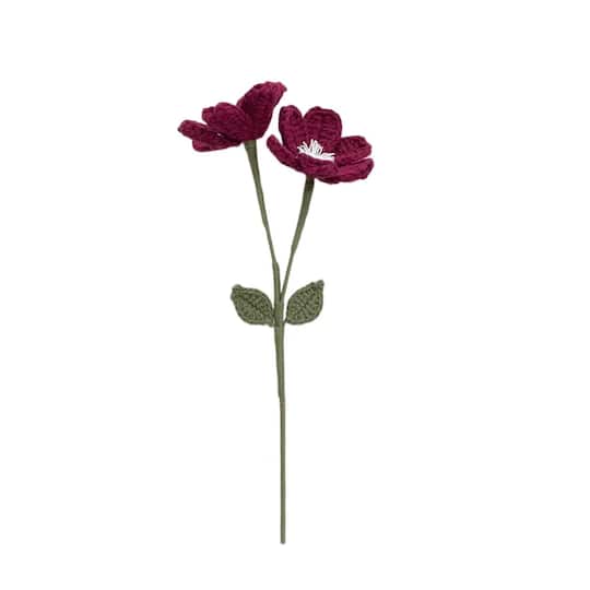 13" Crochet Burgundy Flower Pick by Ashland®